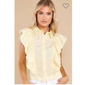 Yellow Stripe Button Shirt with Bow and Collar